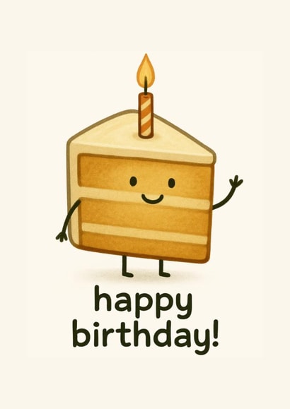 Cute Happy Birthday Card with Smiling Cake Slice and Candle created by Jack