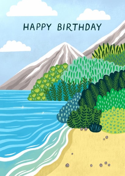 Classic Birthday Card - Beach Mountains created by Pear Tree Press