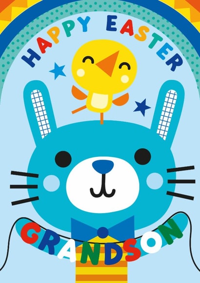 Cute Easter Card - For Grandson - Bunny And Chick created by Lindsey Sagar