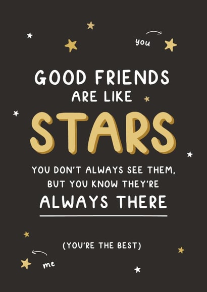 Heartfelt Love & Friendship Card - For Friends - Good Friends Are Like Stars created by Kreate Paper Co.