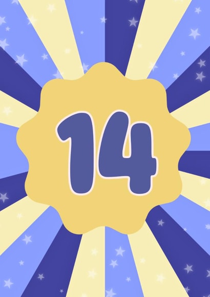 Fun 14th Birthday Card - For Him - Stars created by GawjusCards