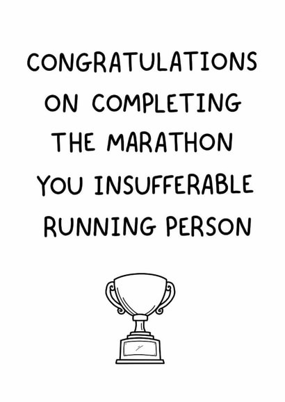 Funny Congratulations Card - Marathon - Trophy created by That Little Map Shop