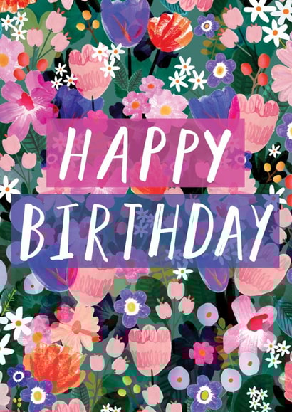 Pretty Birthday Card - Hand Painted Flowers created by Katt Jones