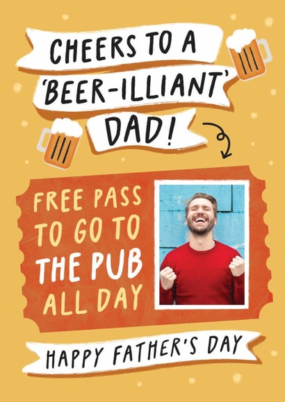 Funny Father's Day Card - Pub Free Pass created by Studio Mads