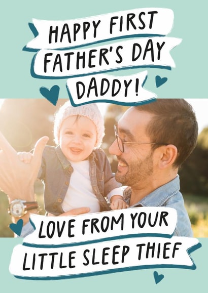 Funny Father's Day Card - Little Sleep Thief - First Father's Day created by Studio Mads