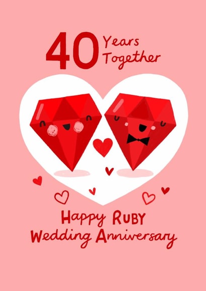 Cute Anniversary Card - 40th - Ruby created by Nicola Watson