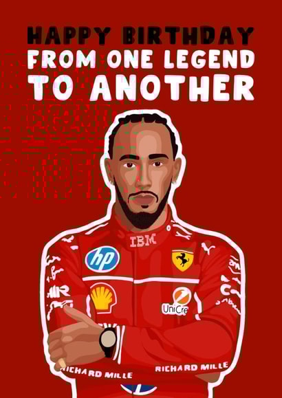 Formula One Birthday Card - Lewis Hamilton - F1 created by Pink Peach Cards