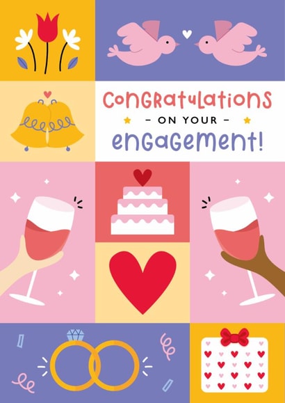 Cute Engagement Card - Doves - Rings created by Joanne Hawker