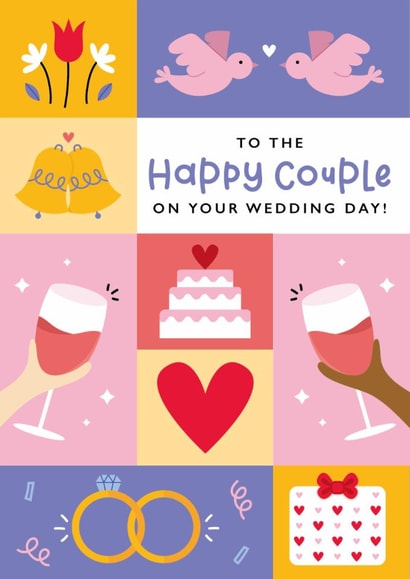 Cute Wedding Card - Happy Couple - Doves created by Joanne Hawker