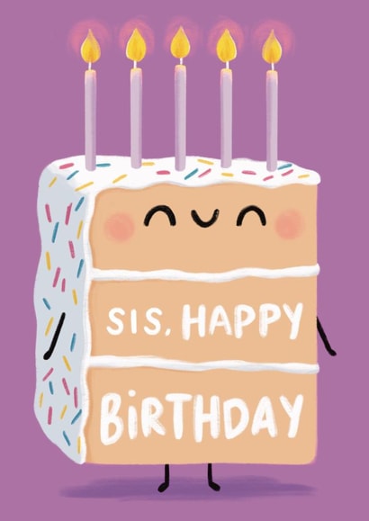 Cute Birthday Card - For Sister - Jellycat Cake created by Sophie Kent Illustration