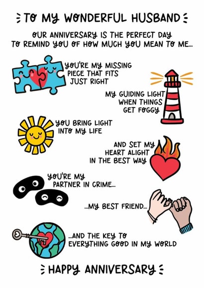 Cute Anniversary Card - Wonderful Husband - My Best Friend created by Lyndsay Moon