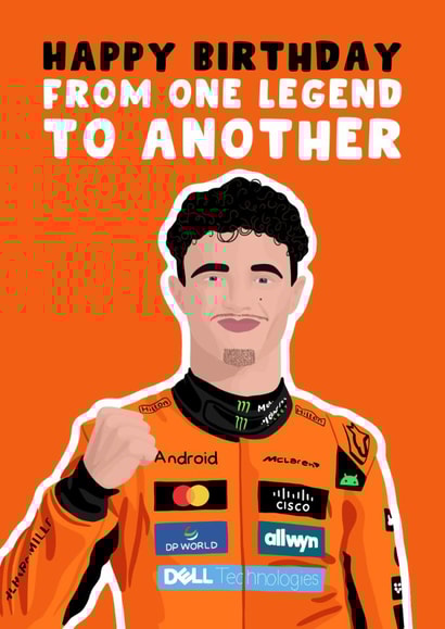 Formula One Birthday Card - Lando Norris - F1 created by Pink Peach Cards