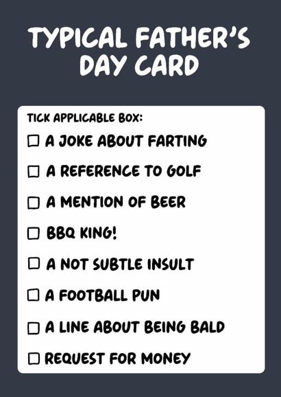 Funny Father's Day - Typical Father's Day Card - Checklist created by Pink + Pip