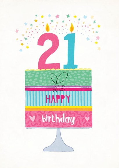 Classic Birthday Card - 21st - Cake created by Pencilface
