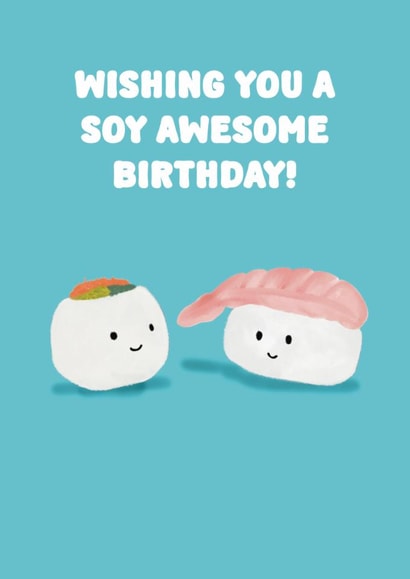 Jellycat Birthday Card - Sushi created by Choo Choo 