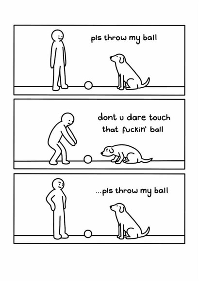 Funny Birthday Card - From The Dog - Pls Throw My Ball created by Redback Cards