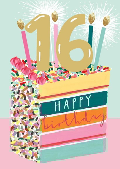 Classic Birthday Card - 16th - Cake And Candles created by Louise Tiler