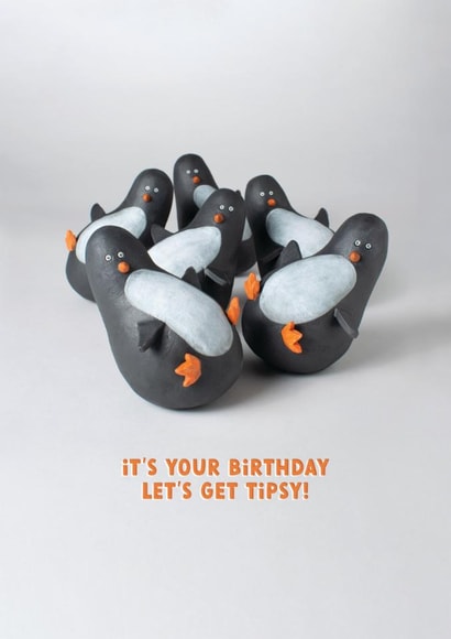 Funny Penguin Birthday Card – Let’s Get Tipsy created by Redback Cards