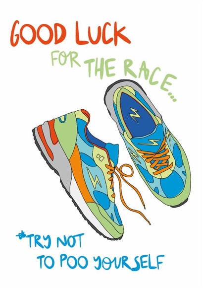 Funny Good Luck Card - Marathon Race - Try Not To Poo created by Dandelion Stationery