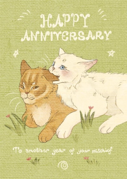 Cute Silly Cat Couple In Love Anniversary Card created by velvetswaan