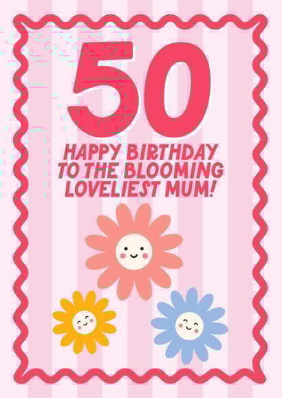 Cute Birthday Card - For Mum - 50th - Blooming Lovely created by Blush & Blossom 