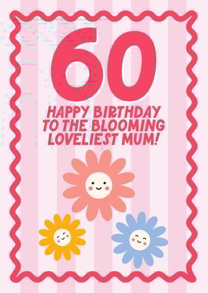 Cute Birthday Card - For Mum - 60th - Blooming Lovely created by Blush & Blossom 