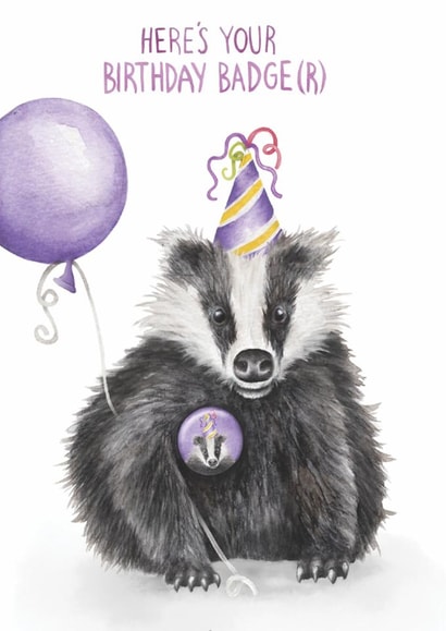 Cute Birthday Card - Badger - Balloon created by Citrus Bunn