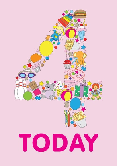 Cute 4th Birthday Card - For Her - Toys created by mrs L cards