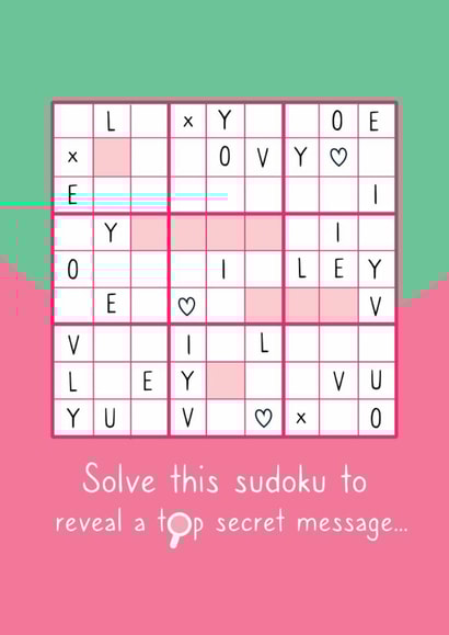 Cute Anniversary/Valentine's Day Card - Sudoku Puzzle created by Curiosity Unboxed