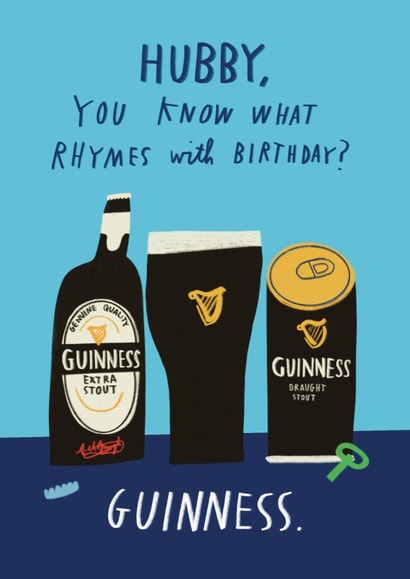 Funny Birthday Card - For Husband - Guinness created by Alice Mole Illustration