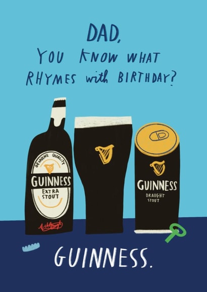 Funny Birthday Card - For Dad - Guinness created by Alice Mole Illustration