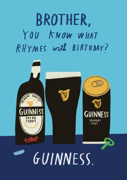 Funny Birthday Card - For Brother - Guinness created by Alice Mole Illustration
