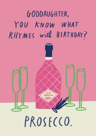 Funny Birthday Card - For Goddaughter - Prosecco created by Alice Mole Illustration