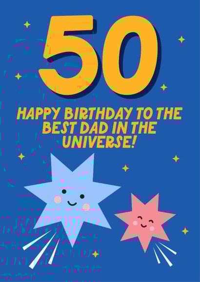 Cute 50th Birthday Card - For Dad - Stars created by Blush & Blossom 
