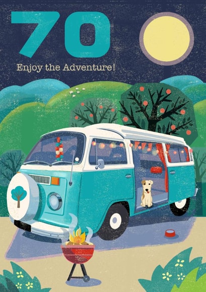 Classic 70th Birthday Card - Enjoy The Adventure - Campervan created by Rocket68