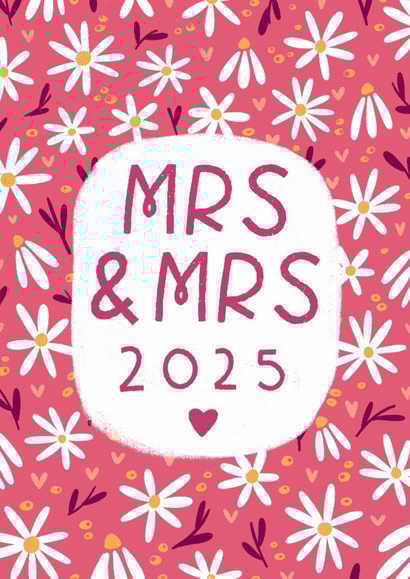 Fun Wedding Card - Mrs & Mrs - Flowers created by Pilea Press