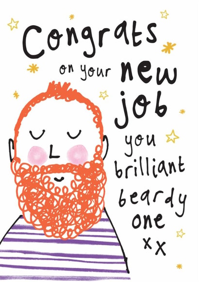 Funny New Job Card - For Him - Ginger Beard created by Bow & Bell