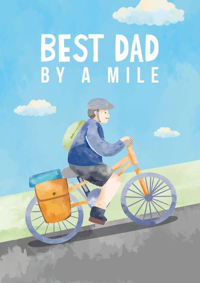 Cute Cycling Father's Day Card - Traditional Illustrated Dad Riding Bike created by Mythokell