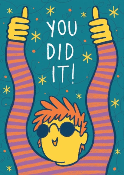 Cute Congratulations Card - You Did It - Thumbs Up created by Lucy Mulligan