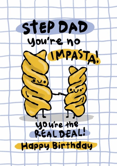 Cute Birthday Card - For Stepdad - Pasta Pun created by The Playful Indian