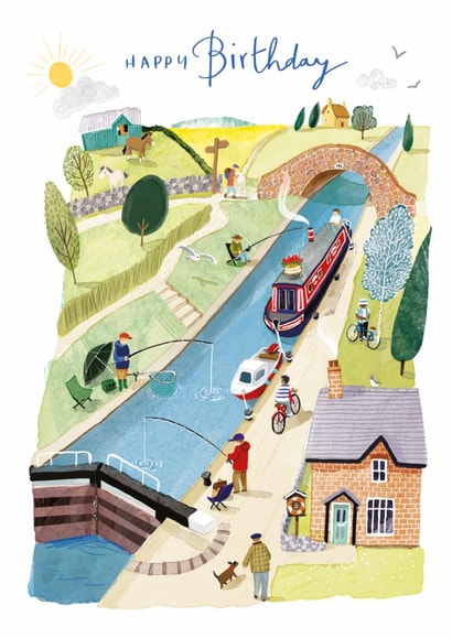 Classic Birthday Card - Canal - Fishing created by Ling Design