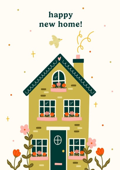 Cute New Home Card - Floral House created by Abbie Imagine