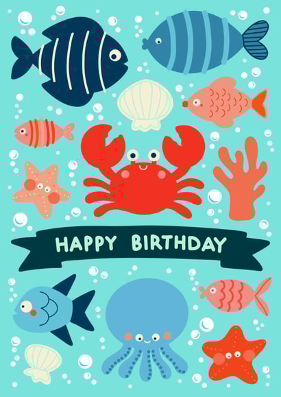 Cute Birthday Card - Fish - Sea Life created by Lois Fitzy