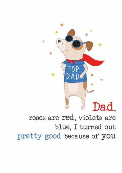 Cheeky Fathers Day Card - Poem - Turned Out Pretty Good created by Dandelion Stationery