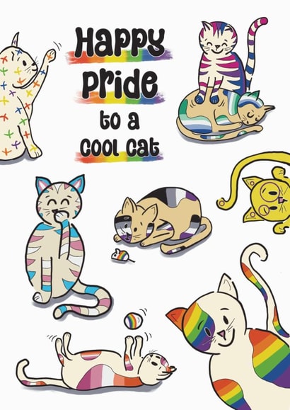Cute Love & Friendship Card - Happy Pride - Cats created by mimi & me designs