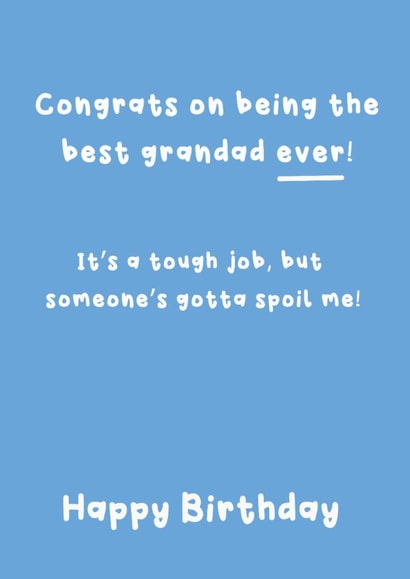 Funny Birthday Card - Best Grandad - Spoil Me created by @Laura Lonsdale Designs