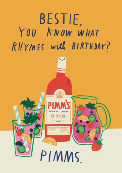 Funny Summer Vibes Birthday Card - For Best Friend - Pimms created by Alice Mole Illustration