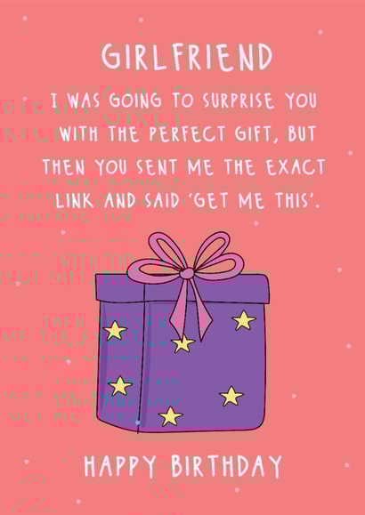 Funny Birthday Card - For Girlfriend - Link created by @Laura Lonsdale Designs