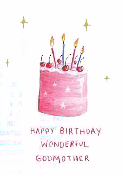 Classic Birthday Card - For Godmother - Cake created by HCD Illustration