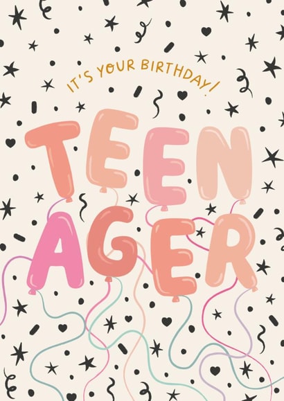 Classic Birthday Card - 13th - Teenager Balloons created by The Pattern Press